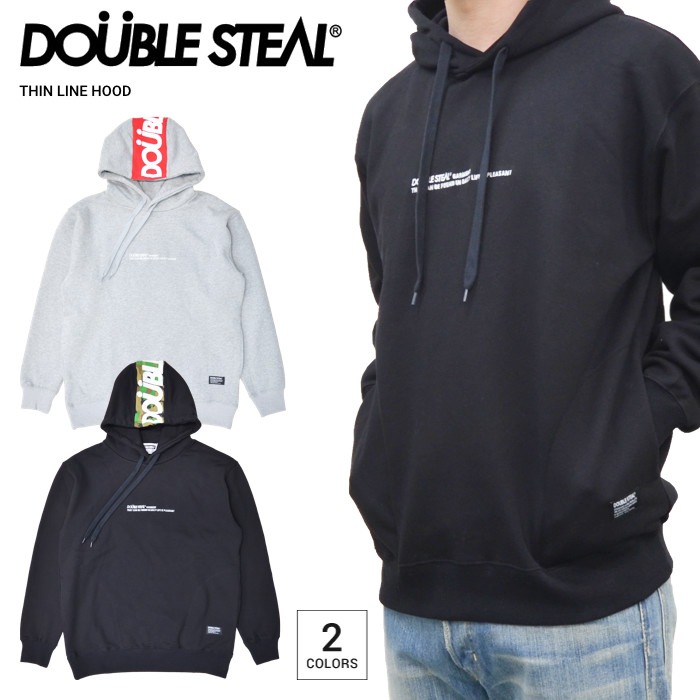 DOUBLE STEAL ���֥륹�ƥ����� �ѡ����� THIN LINE HOODIE �ץ륪���С��ѡ����� �������å� �ե꡼�� Ĺµ �ȥåץ� ��� M-XL �֥�å� ���졼 915-67009 ������̵���ۡڥ������