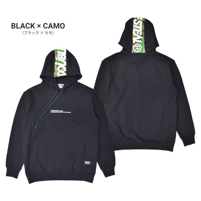 DOUBLE STEAL ���֥륹�ƥ����� �ѡ����� THIN LINE HOODIE �ץ륪���С��ѡ����� �������å� �ե꡼�� Ĺµ �ȥåץ� ��� M-XL �֥�å� ���졼 915-67009 ������̵���ۡڥ������