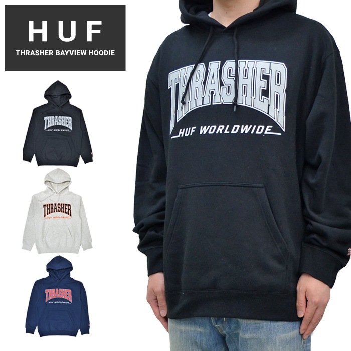 HUF × THRASHER ハフ × スラッシャー パーカー BAYVIEW P/O HOODIE 