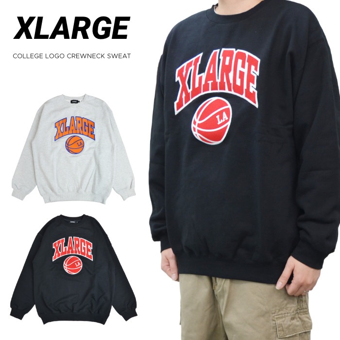 XLARGE �������ȥ�顼�� �ȥ졼�ʡ� COLLEGE LOGO CREWNECK SWEAT ���롼�ͥå� �������å� �ե꡼�� ��� �֥�å� ���å��� M-XL 101223012003 ������̵���ۡڥ������