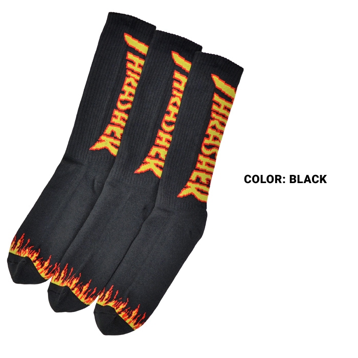 THRASHER ����å��㡼 ���å��� FLAME LOGO SOCKS ���� ���롼���å��� �ϥ����å��� 3­���å� 3P���å� TH-SX203 TH-SX220 �ڥ᡼�����б��ġ�