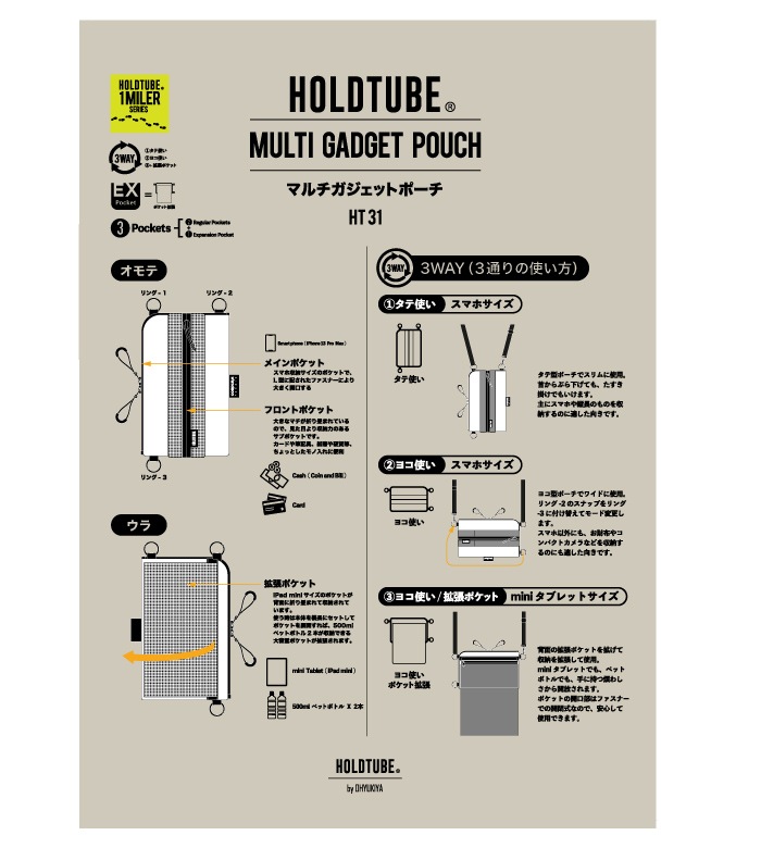HOLDTUBE �ۡ���ɥ��塼�� �ޥ���������åȥݡ��� MULTI GADGET POUCH ���������Хå� ���������ݡ��� �����å��� ������ �����ȥɥ� HT-31 �ڥ᡼����ȯ��������̵����