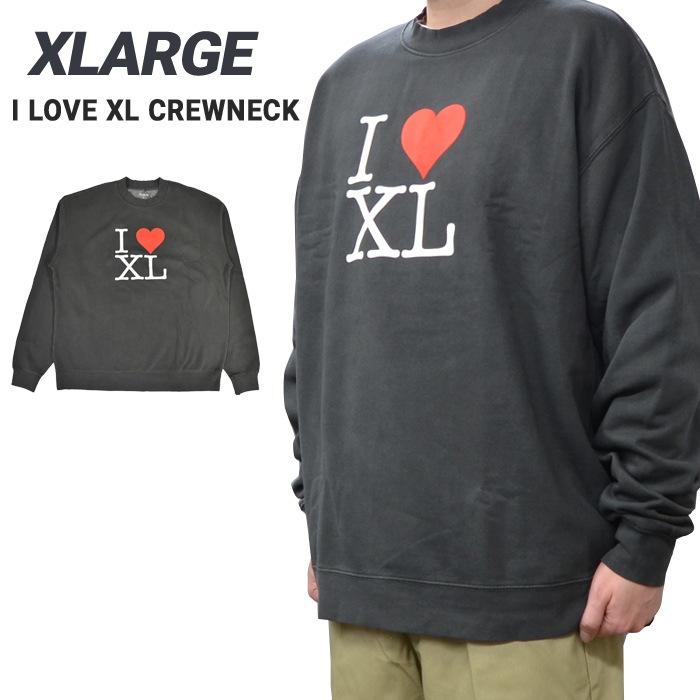 XLARGE ȥ顼 ȥ졼ʡ I LOVE XL CREWNECK SWEAT 롼ͥå å ե꡼  ֥å M-XL ̵ۡڥ