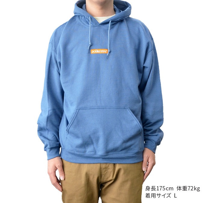 DOUBLE STEAL (���֥륹�ƥ�����) �ѡ����� EMBROIDERY BOX HOODIE �������å� �ե꡼�� Ĺµ ��� M-XL �֥롼 995-62035 ������̵���ۡڥ������