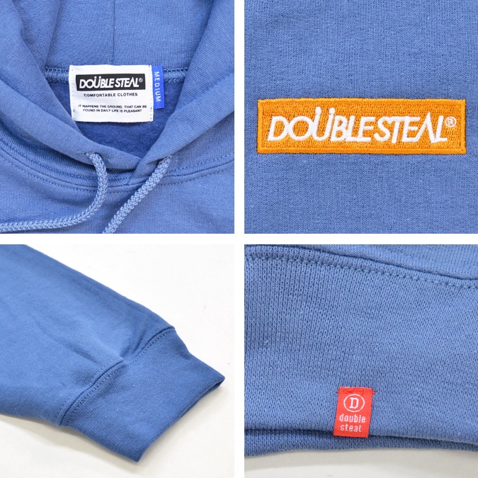 DOUBLE STEAL (���֥륹�ƥ�����) �ѡ����� EMBROIDERY BOX HOODIE �������å� �ե꡼�� Ĺµ ��� M-XL �֥롼 995-62035 ������̵���ۡڥ������