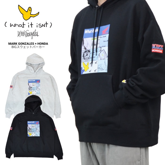 (What it isNt) ART BY MARK GONZALES �� HONDA �ޡ������󥶥쥹 �ۥ�� �ѡ����� �������å� �ե꡼�� Ĺµ �ȥåץ� M-XL �֥�å� ���졼 ��� 2H7-62358 ������̵���ۡڥ������