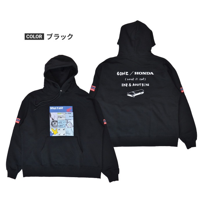 (What it isNt) ART BY MARK GONZALES �� HONDA �ޡ������󥶥쥹 �ۥ�� �ѡ����� �������å� �ե꡼�� Ĺµ �ȥåץ� M-XL �֥�å� ���졼 ��� 2H7-62358 ������̵���ۡڥ������