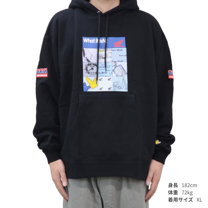 (What it isNt) ART BY MARK GONZALES �� HONDA �ޡ������󥶥쥹 �ۥ�� �ѡ����� �������å� �ե꡼�� Ĺµ �ȥåץ� M-XL �֥�å� ���졼 ��� 2H7-62358 ������̵���ۡڥ������