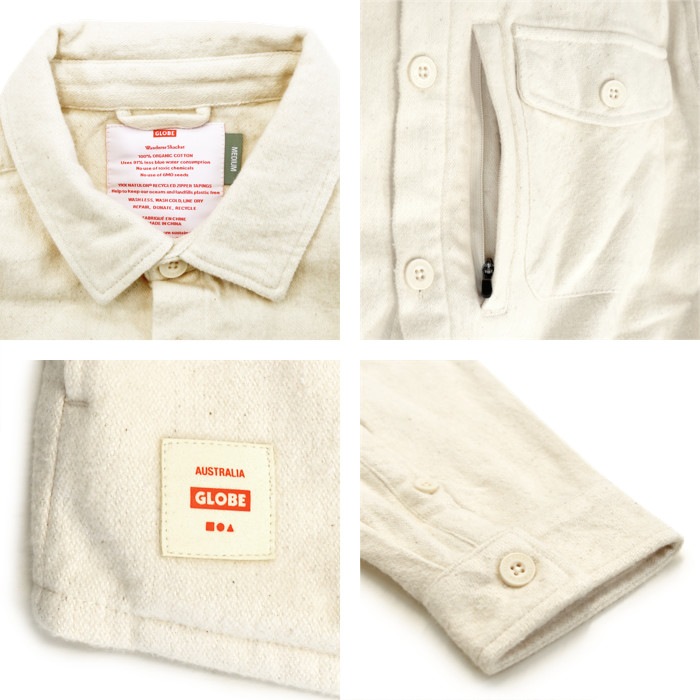 GLOBE �������� ����ĥ��㥱�å� Wanderer Shacket �����奢�륷��� �ȥåץ� �������� ��� M-XL ���եۥ磻�� GB02004000 ������̵���ۡڥ������