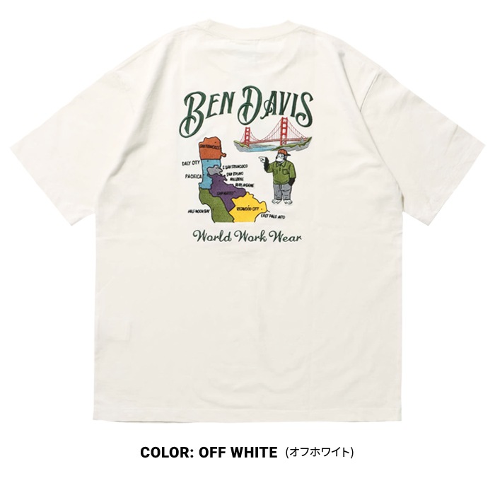 BEN DAVIS �٥�ǥ��ӥ� T����� SOUVENIR EMB TEE Ⱦµ ���åȥ��� �ȥåץ� �֥�å� ���եۥ磻�� M-XL C-25580062 ��ñ�ʹ����ξ��ϥ᡼����ȯ����