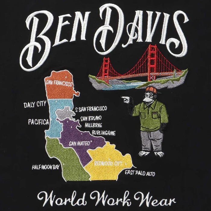 BEN DAVIS �٥�ǥ��ӥ� T����� SOUVENIR EMB TEE Ⱦµ ���åȥ��� �ȥåץ� �֥�å� ���եۥ磻�� M-XL C-25580062 ��ñ�ʹ����ξ��ϥ᡼����ȯ����