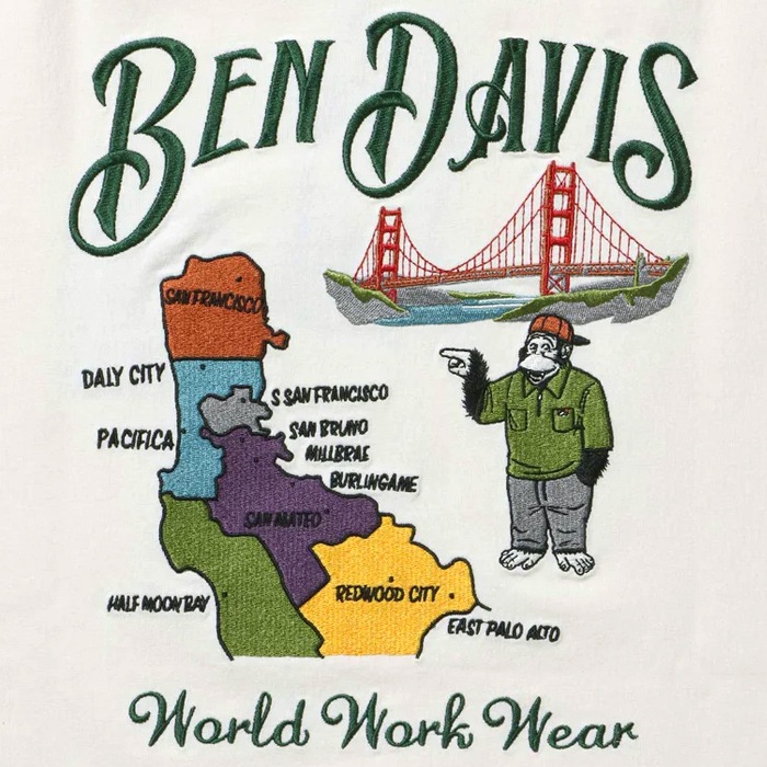 BEN DAVIS �٥�ǥ��ӥ� T����� SOUVENIR EMB TEE Ⱦµ ���åȥ��� �ȥåץ� �֥�å� ���եۥ磻�� M-XL C-25580062 ��ñ�ʹ����ξ��ϥ᡼����ȯ����