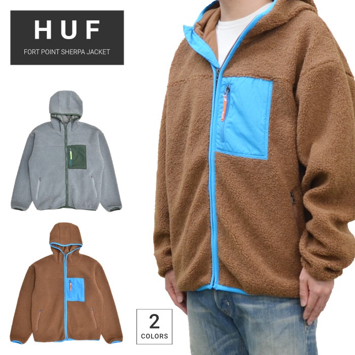 HUF �ϥ� ���㥱�å� FORT POINT SHERPA JACKET ������� �ե꡼�����㥱�å� �ܥ����㥱�å� �������� �֥륾�� ��� S-XL �֥饦�� ���졼 JK00326 ������̵����