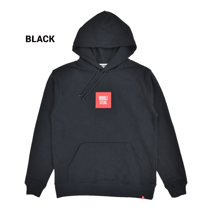 DOUBLE STEAL (���֥륹�ƥ�����) �ѡ����� SMALL SQUARE HOODIE �������å� �ե꡼�� Ĺµ ��� M-XL �֥�å� ���졼 996-65050 ������̵���ۡڥ������