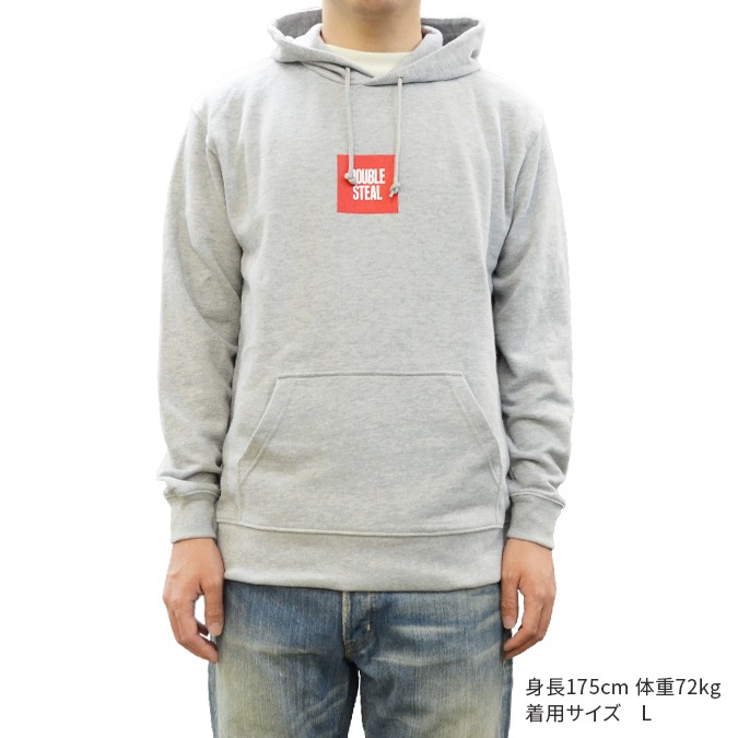 DOUBLE STEAL (���֥륹�ƥ�����) �ѡ����� SMALL SQUARE HOODIE �������å� �ե꡼�� Ĺµ ��� M-XL �֥�å� ���졼 996-65050 ������̵���ۡڥ������