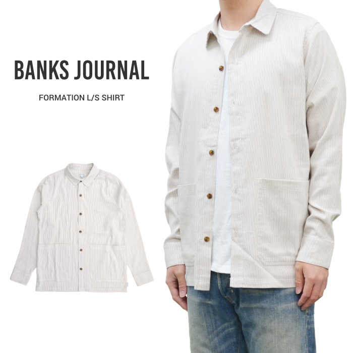 BANKS JOURNAL �Х󥯥� ���㡼�ʥ� ����� FORMATION L/S SHIRT ���ȥ饤�ץ���� �����奢�륷��� ��� S-XL WLS0139 ������̵���ۡڥ������