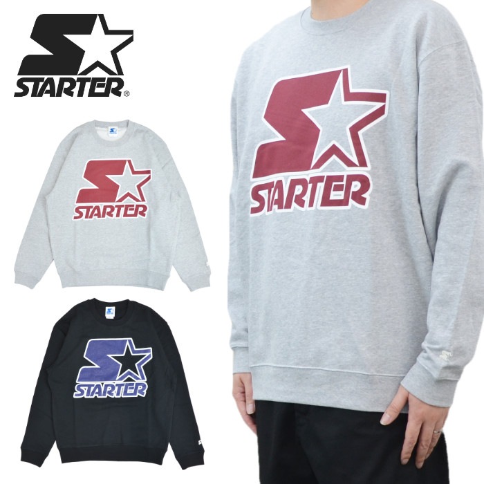 STARTER ���������� �ȥ졼�ʡ� LOGO SWEAT �������å� �ե꡼�� Ĺµ �ȥåץ� M-XL �֥�å� ���졼 X50212J ������̵���ۡڥ������
