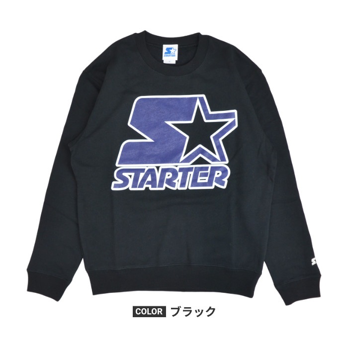 STARTER ���������� �ȥ졼�ʡ� LOGO SWEAT �������å� �ե꡼�� Ĺµ �ȥåץ� M-XL �֥�å� ���졼 X50212J ������̵���ۡڥ������