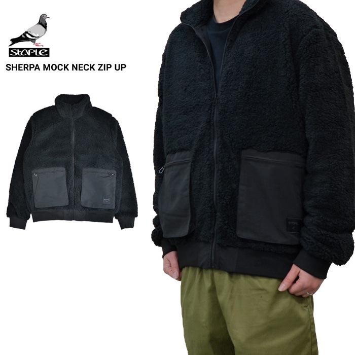 STAPLE ���ƥ��ץ� ���㥱�å� SHERPA MOCK NECK ZIP UP JACKET �ե꡼�����㥱�å� �ܥ� ���åץ��㥱�å� �������� �֥륾�� ��� Ĺµ M-XL 2211O7141 ������̵���ۡڥ������