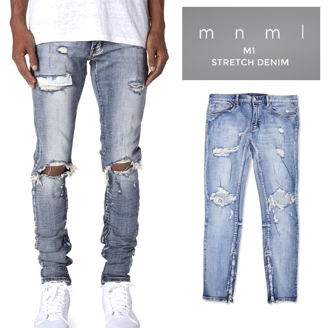 mnml �ߥ˥ޥ� M1 Stretch Denim Blue M1�ǥ˥� ������ �ǥ˥�ѥ�� ���ȥ�å� ���᡼���ù� ����� �ơ��ѡ��� �����ˡ� �����å� ��� ������̵����