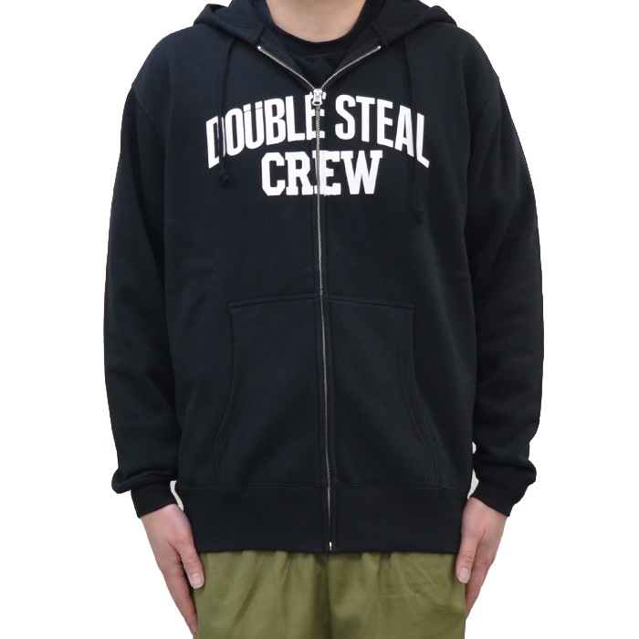 DOUBLE STEAL ���֥륹�ƥ����� ���åץѡ����� DS CREW ZIP UP HOODIE �������å� �ե꡼�� Ĺµ �ȥåץ� ��� M-XL �֥�å� 926-62106 ������̵���ۡڥ������