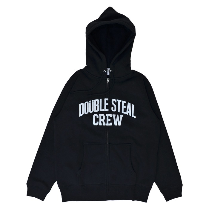 DOUBLE STEAL ���֥륹�ƥ����� ���åץѡ����� DS CREW ZIP UP HOODIE �������å� �ե꡼�� Ĺµ �ȥåץ� ��� M-XL �֥�å� 926-62106 ������̵���ۡڥ������