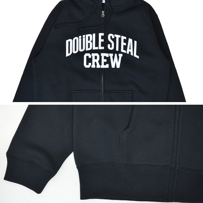 DOUBLE STEAL ���֥륹�ƥ����� ���åץѡ����� DS CREW ZIP UP HOODIE �������å� �ե꡼�� Ĺµ �ȥåץ� ��� M-XL �֥�å� 926-62106 ������̵���ۡڥ������