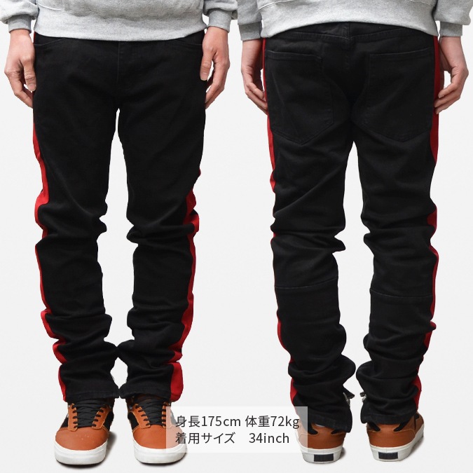 mnml ߥ˥ޥ M75 Track Stretch Denim Black/Red M75ǥ˥  ǥ˥ѥ ȥå 饤ǥ˥  ơѡ ˡ å  ̵