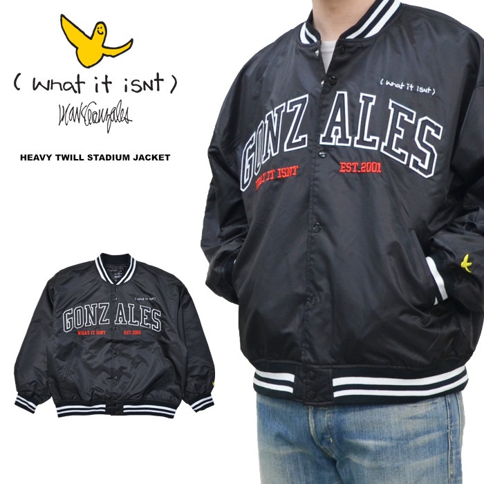 (What it isNt) ART BY MARK GONZALES 㥱å HEAVY TWILL STADIUM JACKET  ॸ㥱å ޡ󥶥쥹  ֥륾  M-XL ֥å 2H5-12940 ̵