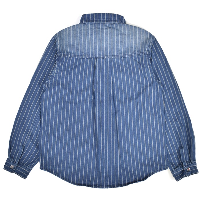 DOUBLE STEAL ���֥륹�ƥ����� ����� STRIPE DENIM SHIRTS ���ȥ饤�� �ǥ˥� ����� �����奢�륷��� Ĺµ ��� M-XL 744-32043 ������̵����
