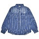 DOUBLE STEAL ���֥륹�ƥ����� ����� STRIPE DENIM SHIRTS ���ȥ饤�� �ǥ˥� ����� �����奢�륷��� Ĺµ ��� M-XL 744-32043 ������̵����