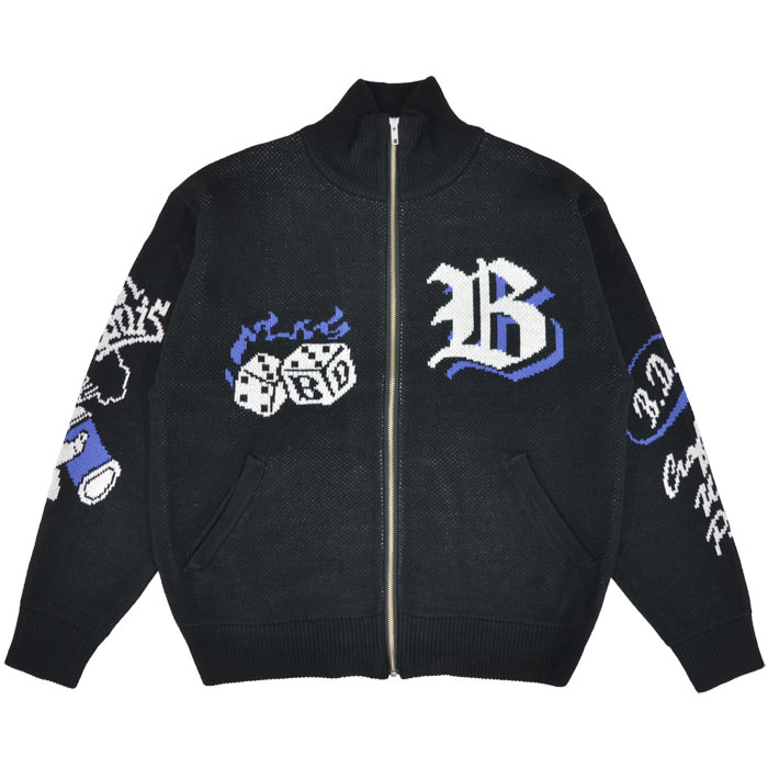 BEN DAVIS �٥�ǥ��ӥ� �˥åȥ��㥱�å� SCRIBBLED KNIT JACKET �˥å� �������� �ϥ��ͥå� M-XL �֥�å� I-23780072 ������̵����