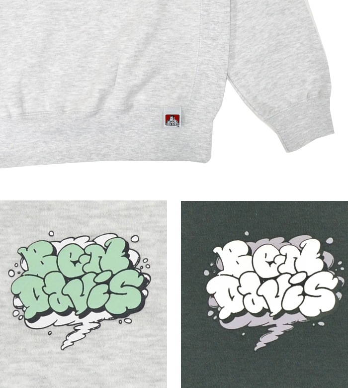 BEN DAVIS �٥�ǥ��ӥ� �������å� SMOKE LOGO CREW SWEAT �ȥ졼�ʡ� �ե꡼�� M-XL �֥�å� �����ȥߡ��� C-23780063 bendavis ������̵����
