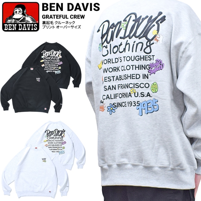 BEN DAVIS �٥�ǥ��ӥ� �������å� GRATEFUL CREW SWEAT �ȥ졼�ʡ� �ե꡼�� M-XL �֥�å� ���å��奰�졼 C-24780066 ������̵����