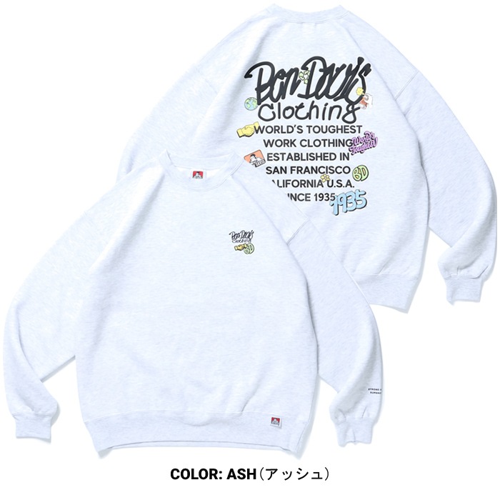 BEN DAVIS �٥�ǥ��ӥ� �������å� GRATEFUL CREW SWEAT �ȥ졼�ʡ� �ե꡼�� M-XL �֥�å� ���å��奰�졼 C-24780066 ������̵����