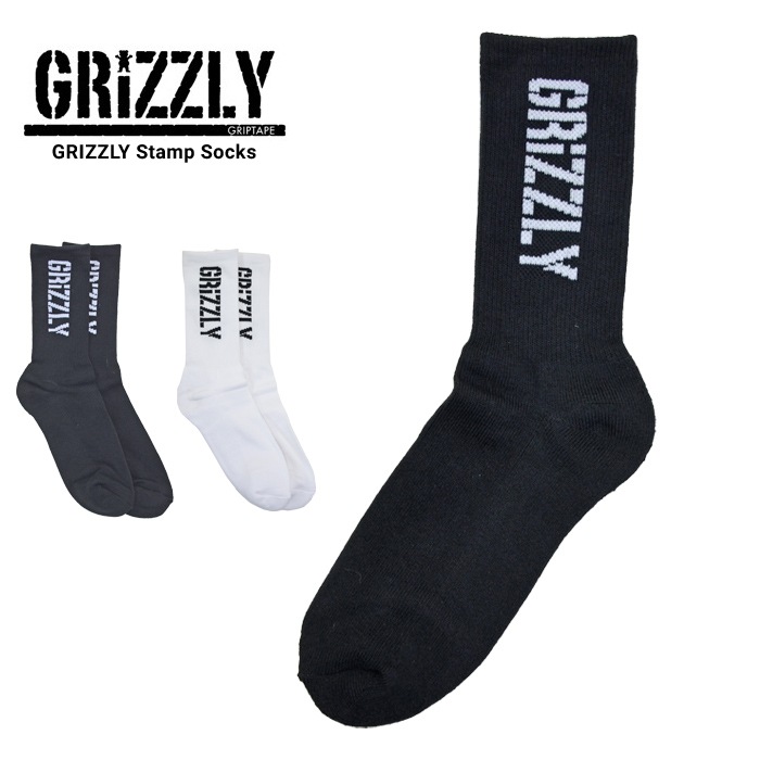GRIZZLY ���ꥺ�꡼ ���å��� STAMP SOCKS ���롼���å��� ���� �֥�å� �ۥ磻�� �ڥ᡼����ȯ��������̵����