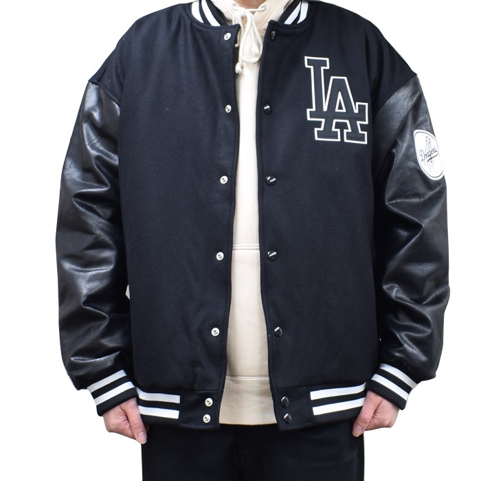 Fanatics եʥƥ 㥱å MLB DODGERS PU MELTON STUDIAM JACKET ॸ㥱å  󥼥륹ɥ㡼 LA ֥륾  L-2XL ֥å ML2324FW0006 ̵