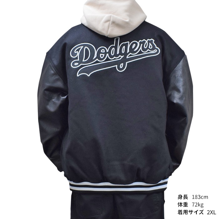 Fanatics եʥƥ 㥱å MLB DODGERS PU MELTON STUDIAM JACKET ॸ㥱å  󥼥륹ɥ㡼 LA ֥륾  L-2XL ֥å ML2324FW0006 ̵