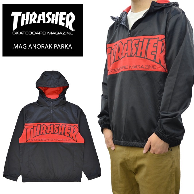 THRASHER (����å��㡼) ���㥱�å� MAG ANORAK PARKA JACKET ���Υ�å����㥱�å� �ʥ����󥸥㥱�å� �ޥ���ƥ�ѡ����� �������� ��� M-XL �֥�å� TH5160 ������̵���ۡڥ������