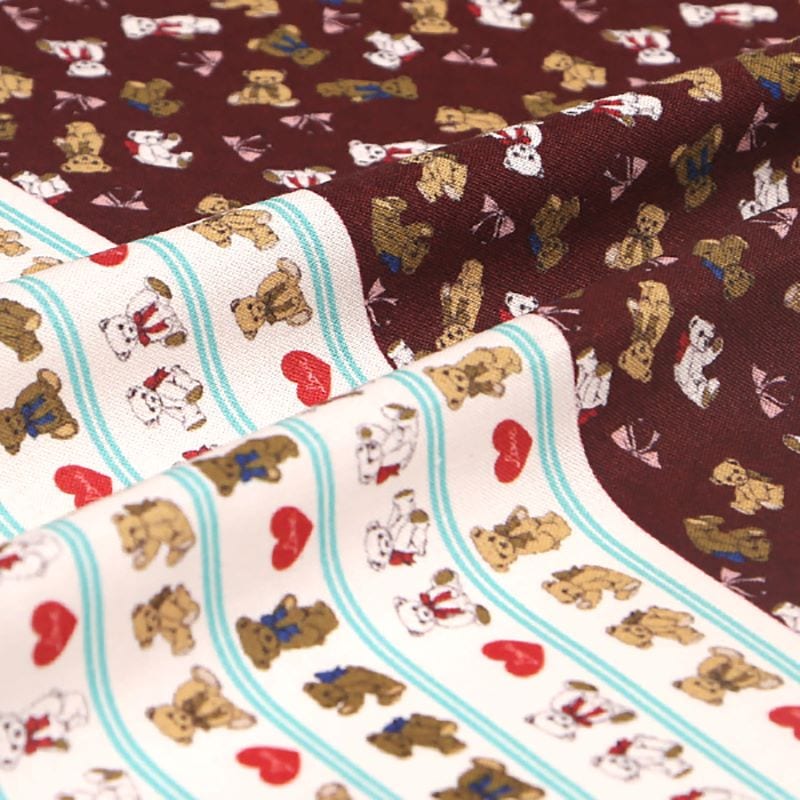 Decora Doll デコラドール/ちいさな世界のちいさな生地/テディベア【W34×30cmカットクロス】【ドール用生地】