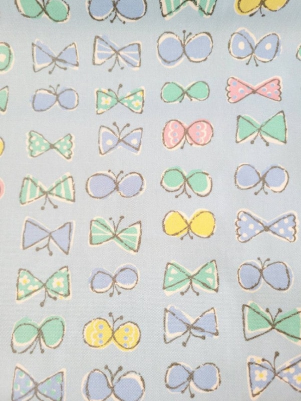 北米風りぼんちょうちょ　　水色　オックス生地