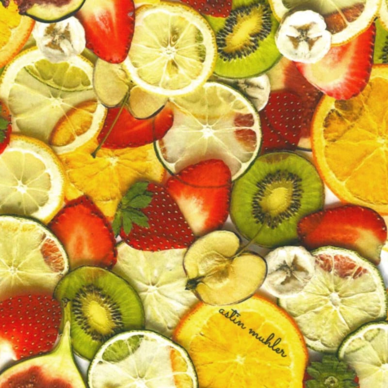 astin muhler 生地　フルーツミックス タフタ 70cmカットクロス
