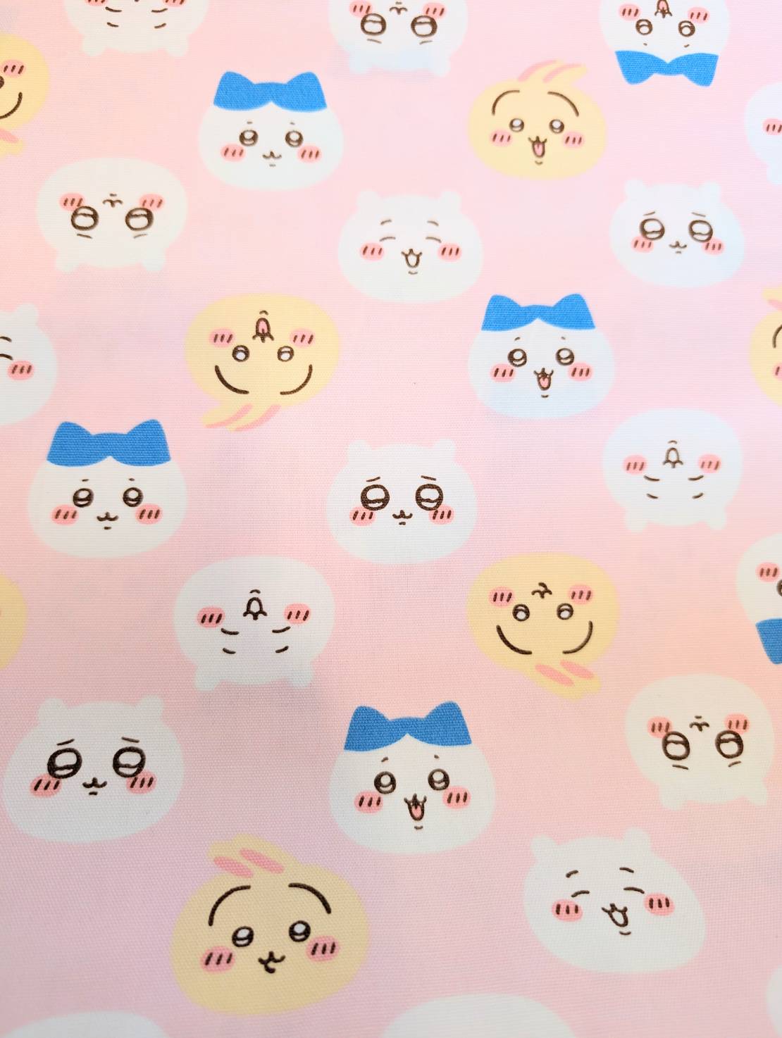 ちいかわ　グッズ　まとめ売り ちいかわ｜フェイス柄｜オックス生地｜ピンク｜キャラクター布