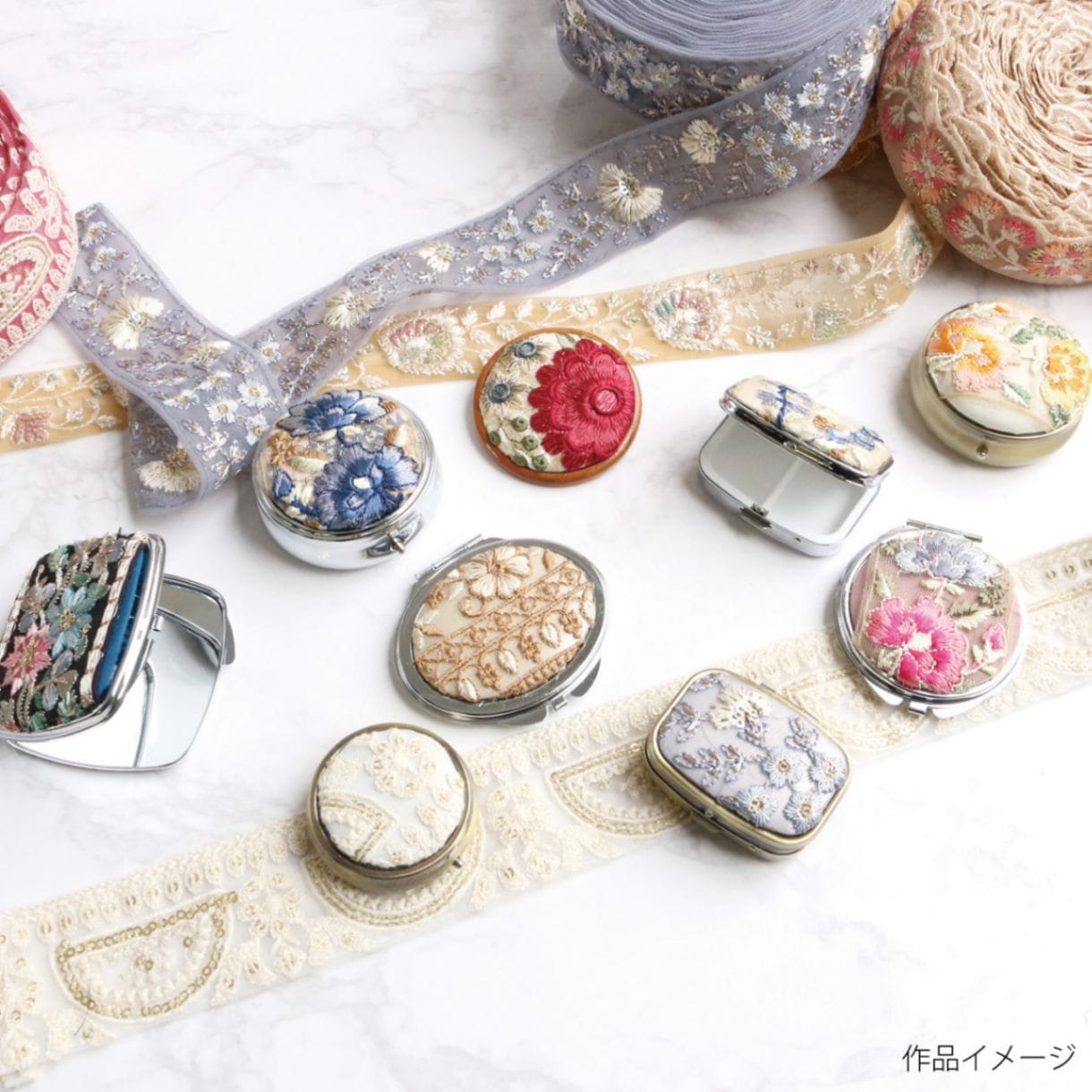 インド刺繍リボン ピンク 約30cm×3本 (袋) | インド刺繍リボン