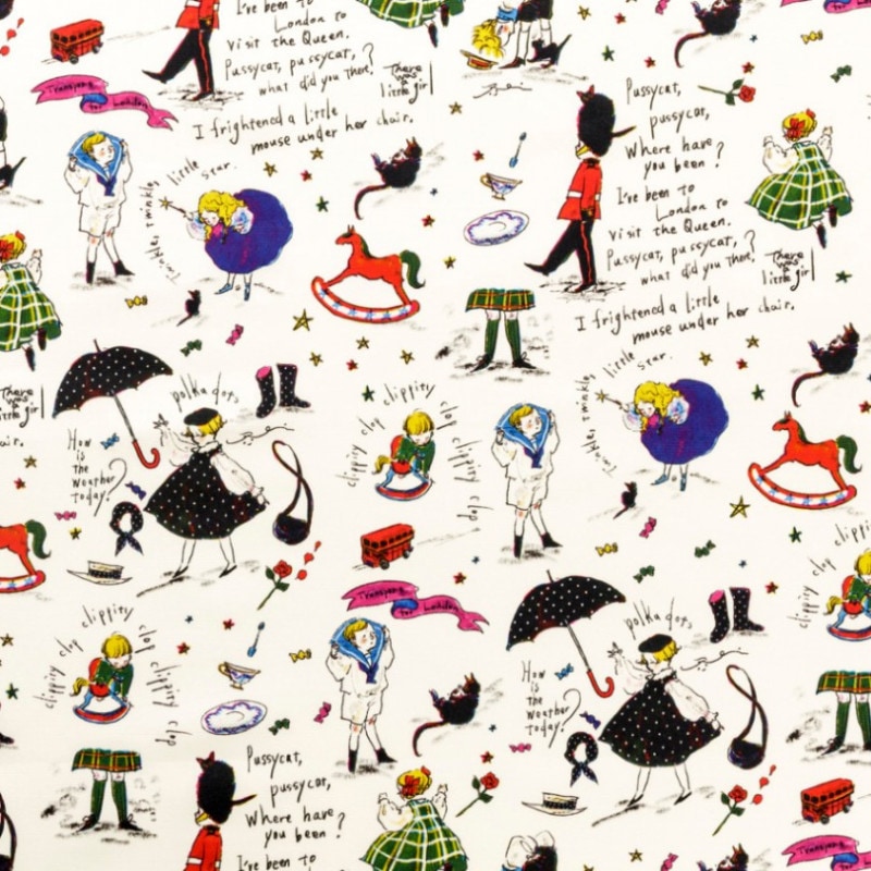 Kurahashi Rei　こどもたち 生地 カットクロス　布　くらはしれい　人気イラストレーター　絵本作家　仓桥伶衣　50㎝カット　バッグ作りに　インテリア小物作りに