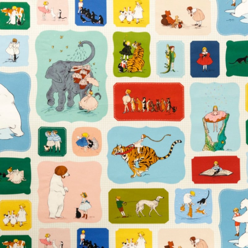 Kurahashi Rei　家族/～Family!～　生地　カットクロス　布　くらはしれい　人気イラストレーター　絵本作家　仓桥伶衣　50㎝カット　バッグ作りに　インテリア小物作りに
