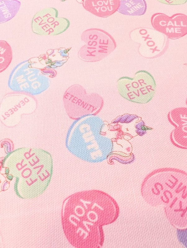 バニラポップ　生地　ハートユニコーン　ピンク　オックス　布　ゆめかわ