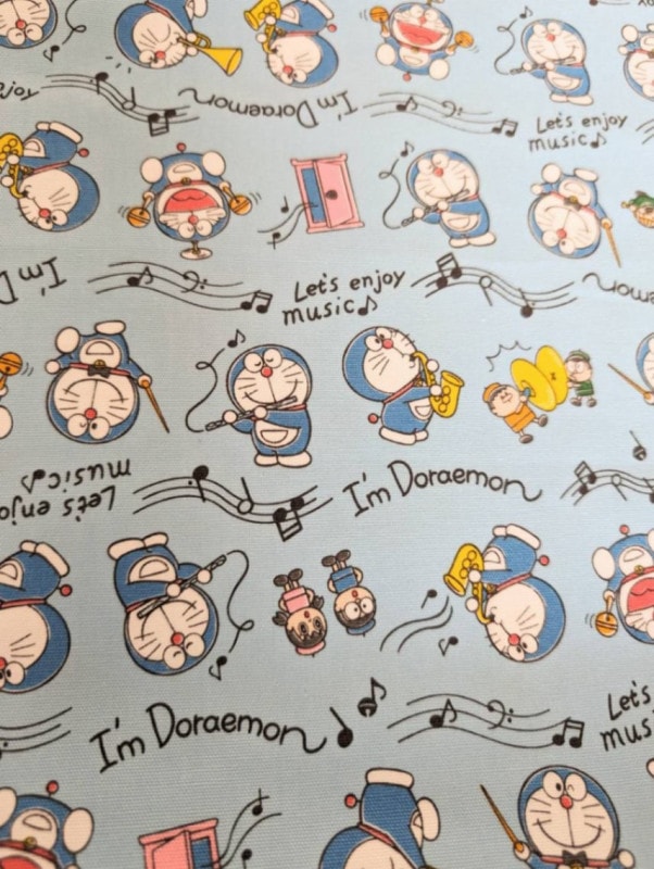 アイムドラえもん 音楽柄　生地　 オックス　ファブリック サックス　布　ドラえもん