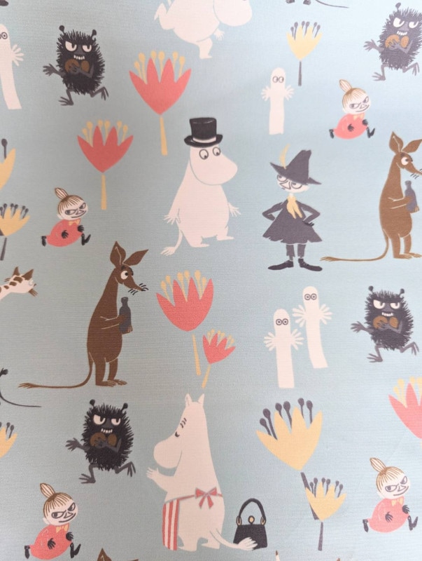 ムーミン 生地 バレー柄 ポリエステル 水色｜MOOMIN 布 北欧風 軽量 生地 入園入学 レッスンバッグ 巾着 ハンドメイド