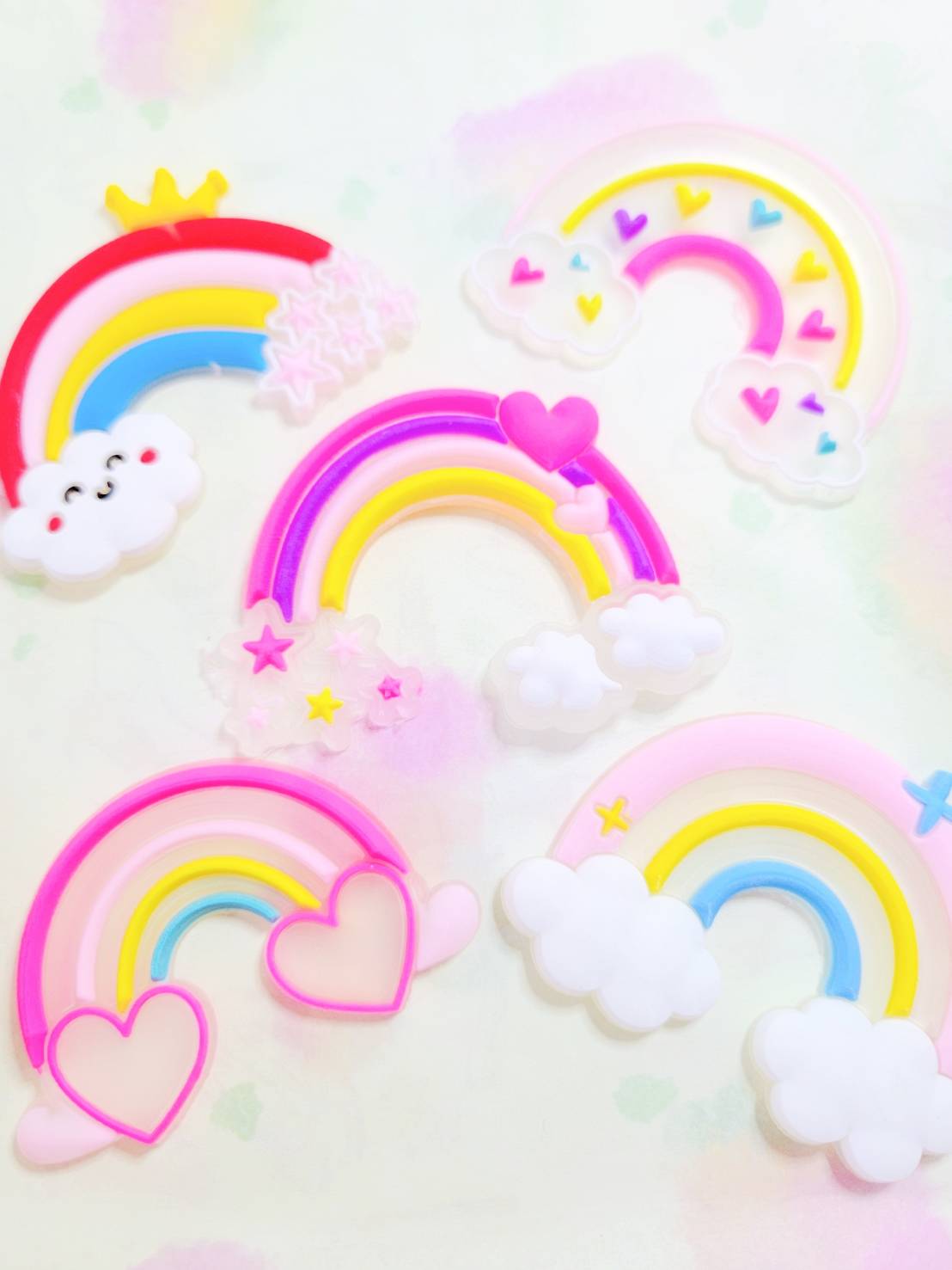 レインボー虹 くも デコレーションパーツ 5mix ハンドメイド